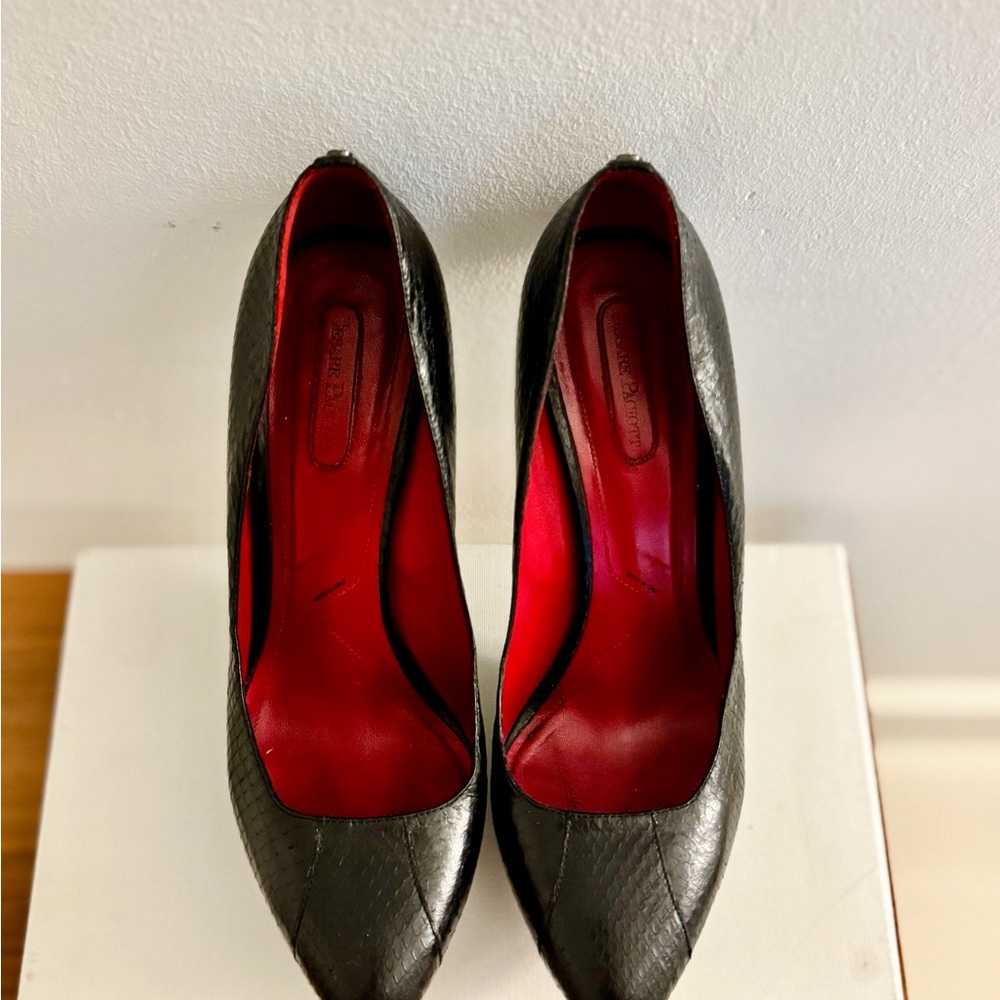 Cesare Paciotti Black Python Platform Pumps Still… - image 1